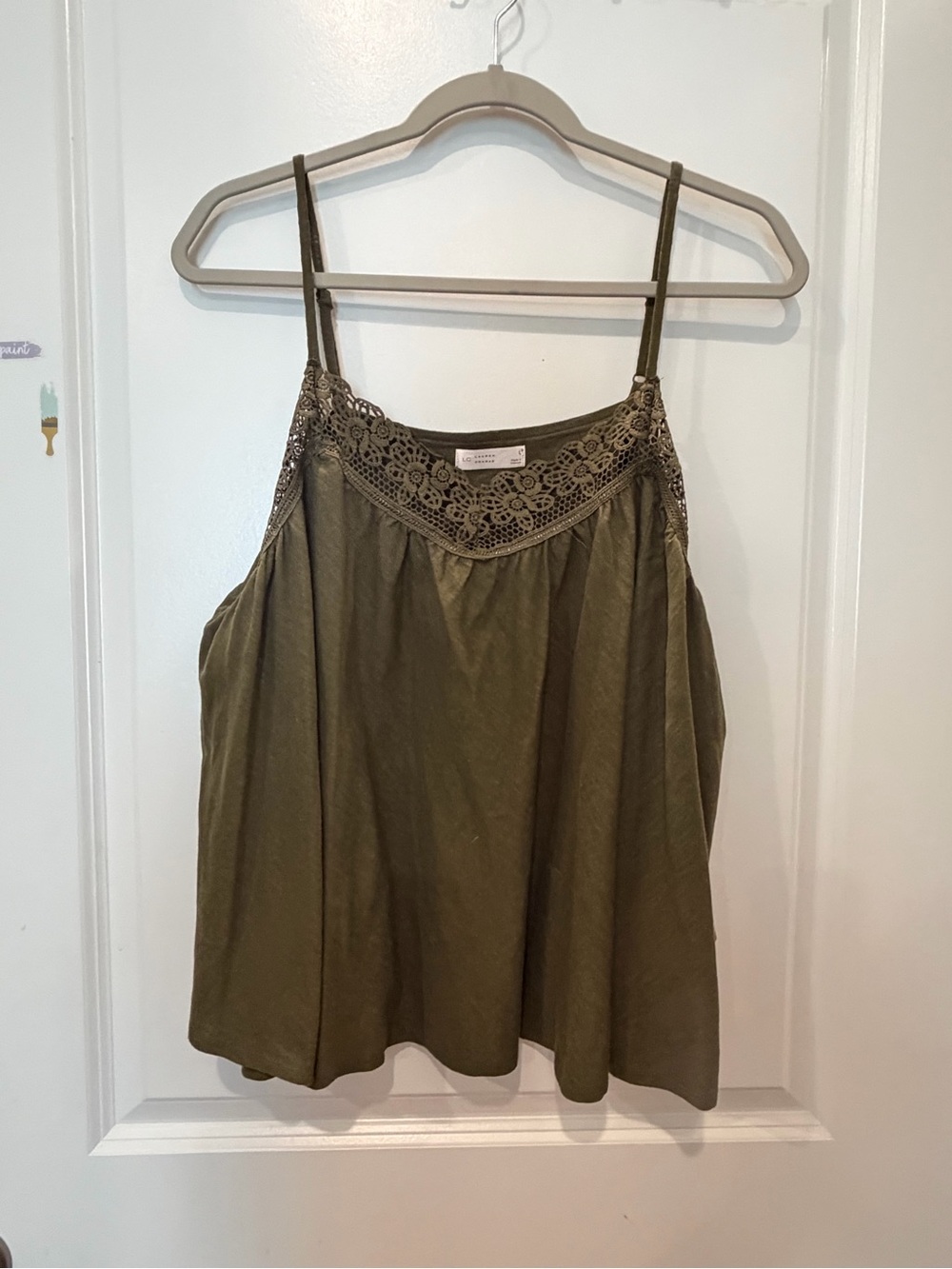 LC Lauren Conrad Olive Lace-Trim Camisole